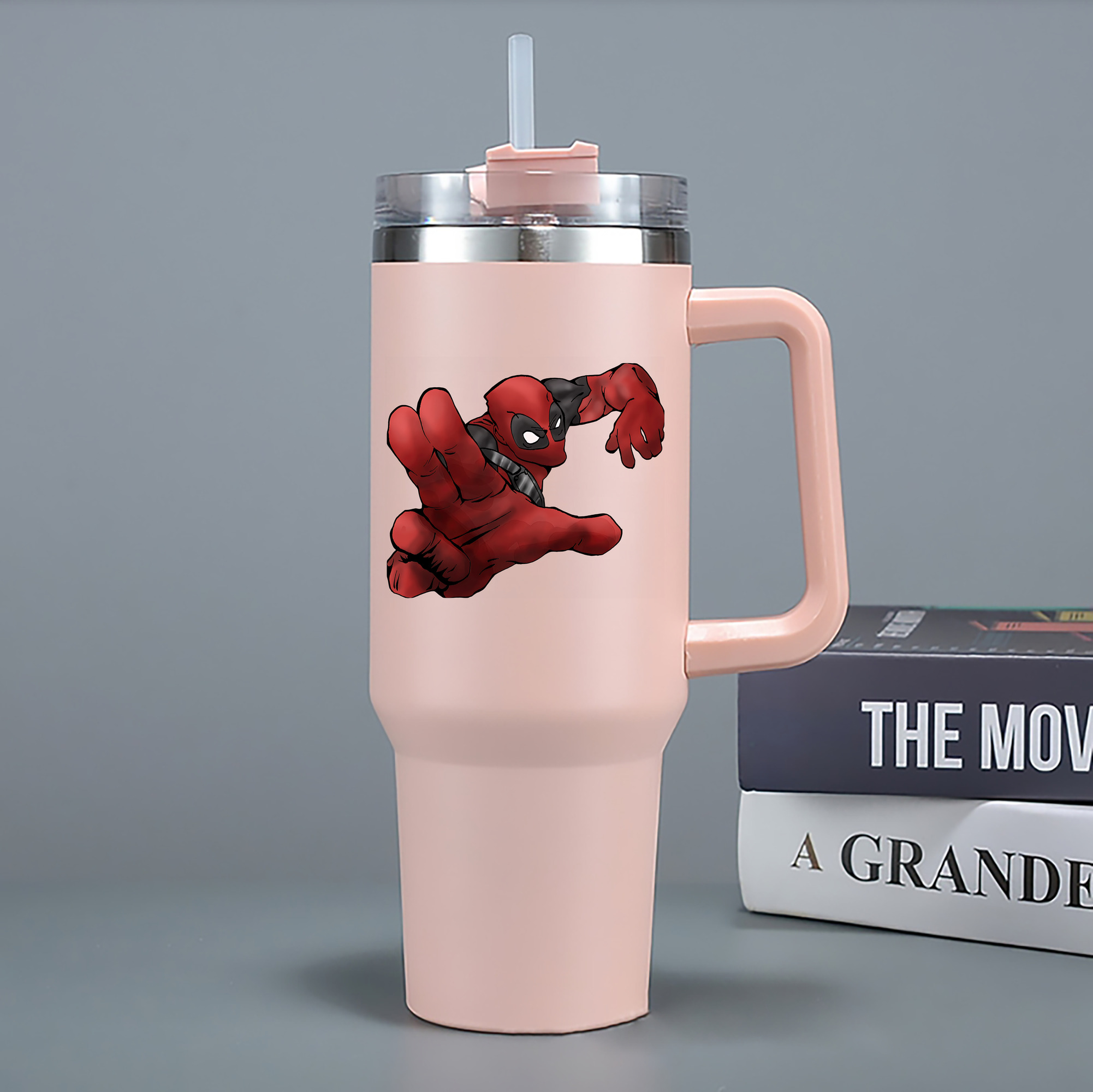 （画像用） Deadpool デッドプール 1200mL車用タンブラー - クリスタルステッカー（プラスチックストロー付き）